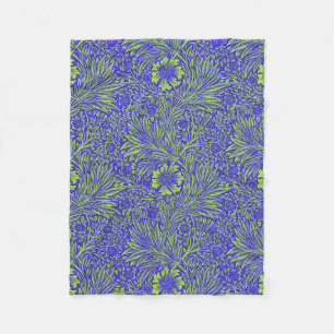 Vintage pretty blue lime green floral pattern fleece blanket