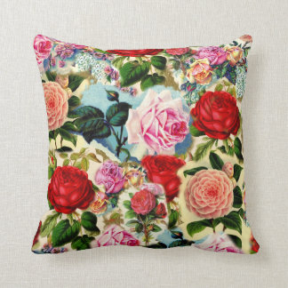Vintage Pretty Chic Floral Rose Garden Collage Cushion
