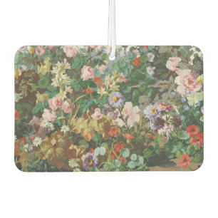 Vintage pretty colourful flowers floral painting car air freshener