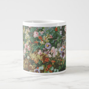 Vintage pretty colourful flowers floral painting large coffee mug