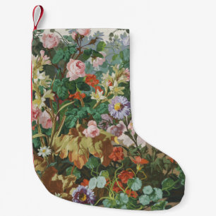 Vintage pretty colourful flowers floral painting small christmas stocking