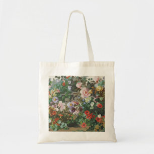 Vintage pretty colourful flowers floral painting tote bag