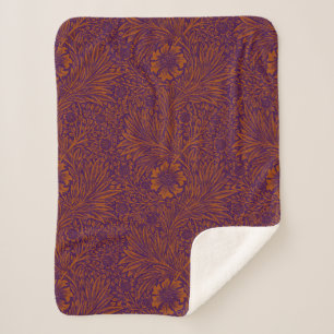 Vintage pretty dark orange purple floral pattern sherpa blanket