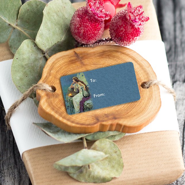 Vintage Pretty Fairy Fae Harp Candle Ocean Label (Creator Uploaded)