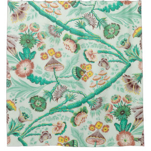 Vintage pretty flower foliage vine floral pattern shower curtain