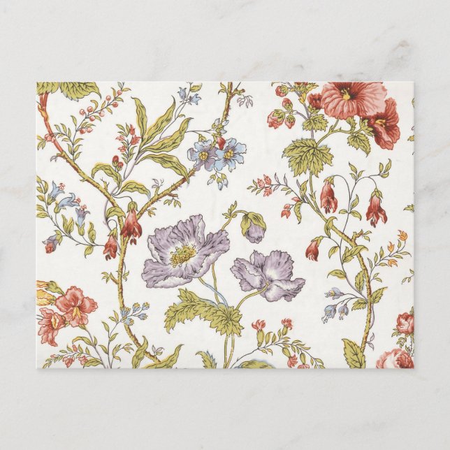 Vintage pretty flower vine floral pattern postcard (Front)