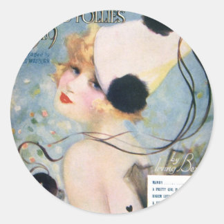Vintage Pretty Girl is Like a Melody Classic Round Sticker