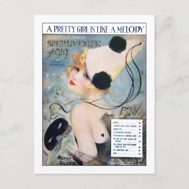 Vintage Pretty Girl is Like a Melody Postcard (Front)