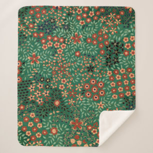 Vintage pretty Japanese floral pattern Sherpa Blanket