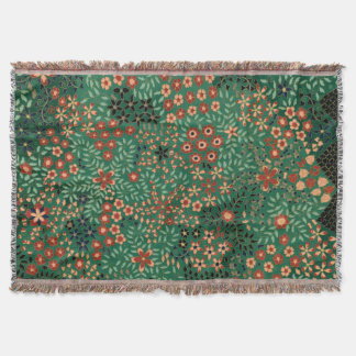 Vintage pretty Japanese floral pattern Throw Blanket
