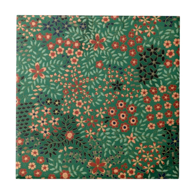 Vintage pretty Japanese floral pattern Tile (Front)