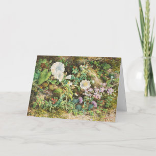 Vintage pretty petunias flowers floral painting card