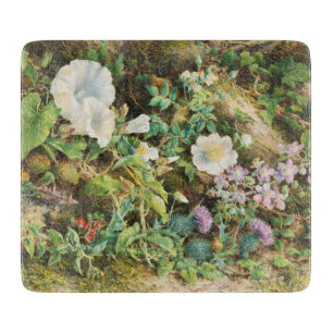 Vintage pretty petunias flowers floral painting cutting board