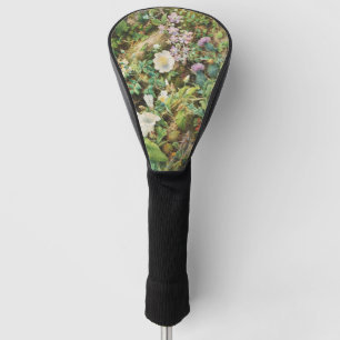 Vintage pretty petunias flowers floral painting golf head cover