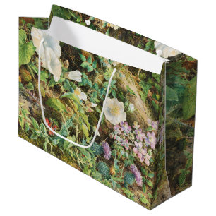 Vintage pretty petunias flowers floral painting large gift bag