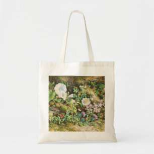 Vintage pretty petunias flowers floral painting tote bag
