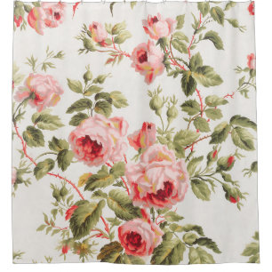 Vintage pretty pink roses floral pattern shower curtain