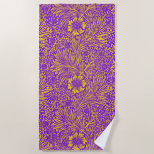 Vintage pretty purple yellow floral pattern beach towel