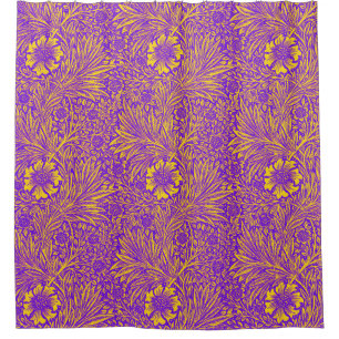 Vintage pretty purple yellow floral pattern shower curtain