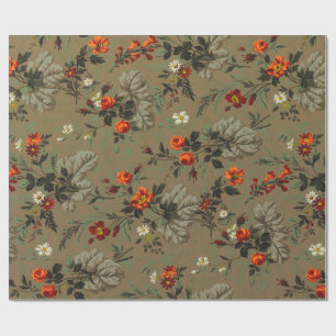 Vintage pretty red roses flowers floral pattern wrapping paper