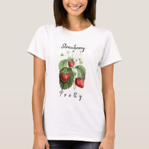 Vintage Pretty Red Strawberry Personalised Name T-Shirt