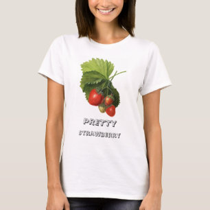 Vintage Pretty Strawberry Illustration Personalise T-Shirt