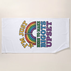 Vintage Pride Bigots Upset Rainbow Shirt Design_1 Beach Towel