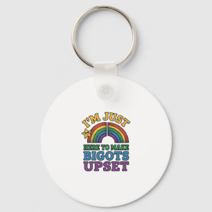 Vintage Pride Bigots Upset Rainbow Shirt Design_1 Key Ring