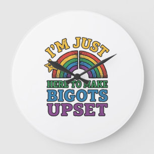 Vintage Pride Bigots Upset Rainbow Shirt Design_1 Large Clock