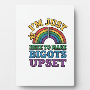 Vintage Pride Bigots Upset Rainbow Shirt Design_1 Plaque