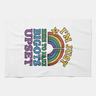Vintage Pride Bigots Upset Rainbow Shirt Design_1 Tea Towel
