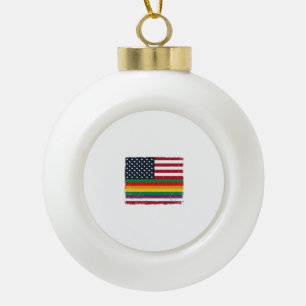 Vintage Pride Flag Distressed Vector Shirt Design_ Ceramic Ball Christmas Ornament