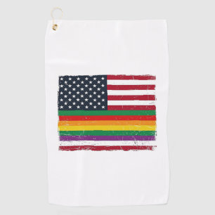 Vintage Pride Flag Distressed Vector Shirt Design_ Golf Towel
