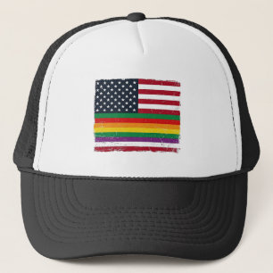 Vintage Pride Flag Distressed Vector Shirt Design_ Trucker Hat