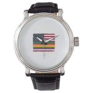Vintage Pride Flag Distressed Vector Shirt Design_ Watch