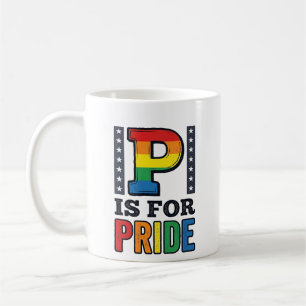 Vintage Pride Letter P Rainbow Shirt Design_1 Coffee Mug