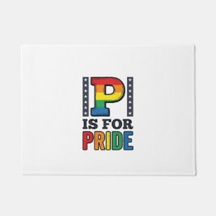 Vintage Pride Letter P Rainbow Shirt Design_1 Doormat