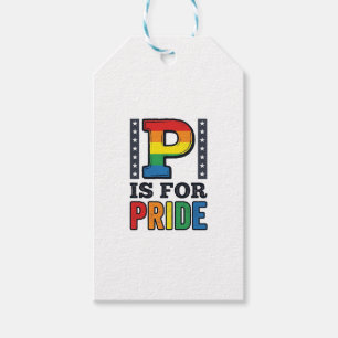 Vintage Pride Letter P Rainbow Shirt Design_1 Gift Tags