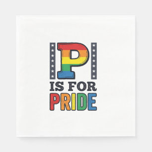 Vintage Pride Letter P Rainbow Shirt Design_1 Napkin
