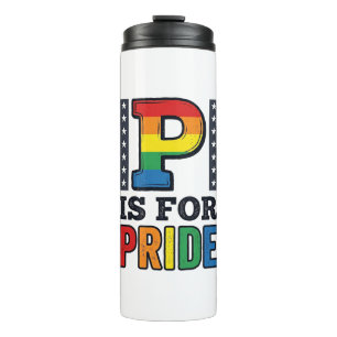 Vintage Pride Letter P Rainbow Shirt Design_1 Thermal Tumbler