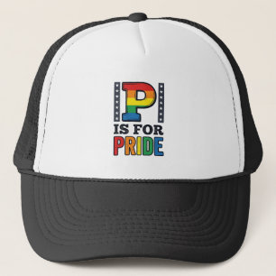 Vintage Pride Letter P Rainbow Shirt Design_1 Trucker Hat