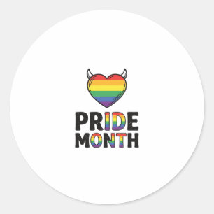 Vintage Pride Month Horned Heart Shirt Design_1 Classic Round Sticker