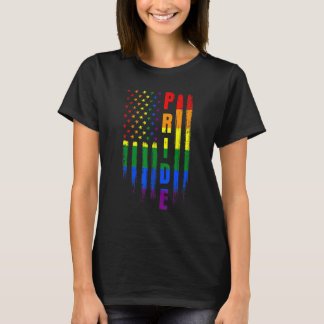 Vintage Pride Month Lgbt Usa Flag Rainbow Lgbtq Ga T-Shirt