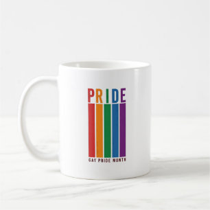 Vintage Pride Month Rainbow Typography Shirt Desig Coffee Mug