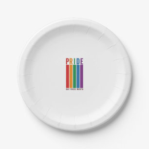 Vintage Pride Month Rainbow Typography Shirt Desig Paper Plate
