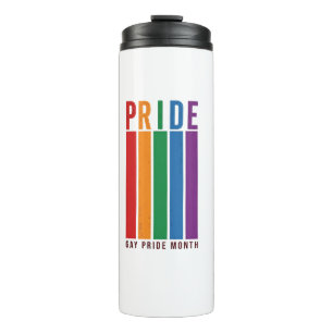 Vintage Pride Month Rainbow Typography Shirt Desig Thermal Tumbler