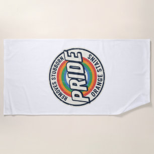 Vintage Pride Protest Rainbow Badge Vector Design_ Beach Towel