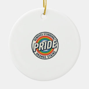 Vintage Pride Protest Rainbow Badge Vector Design_ Ceramic Tree Decoration