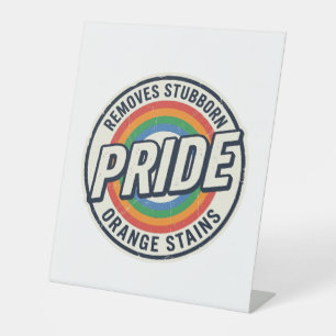 Vintage Pride Protest Rainbow Badge Vector Design_ Pedestal Sign