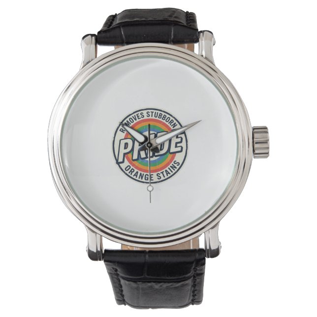 Vintage Pride Protest Rainbow Badge Vector Design_ Watch (Front)